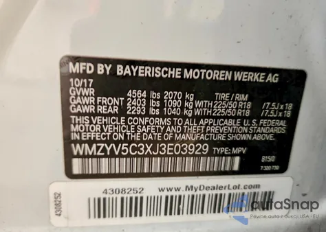 2018 Mini Cooper Countryman All4 from USA, damaged, VIN WMZYV5C3XJ3E03929